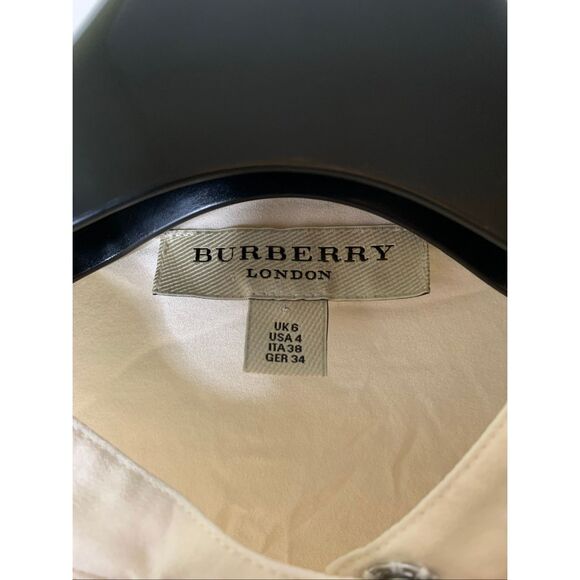 Burberry silk blouse pussybow necktie cream white women's size 4 - Picture 4 of 4